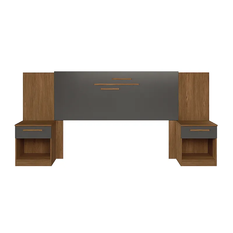 Respaldo Dormitorio 2 Plazas Queen Mesas De Luz 1 Cajon en Jatobá Grafito - Respaldos de cama, Uruguay | Muebles Express