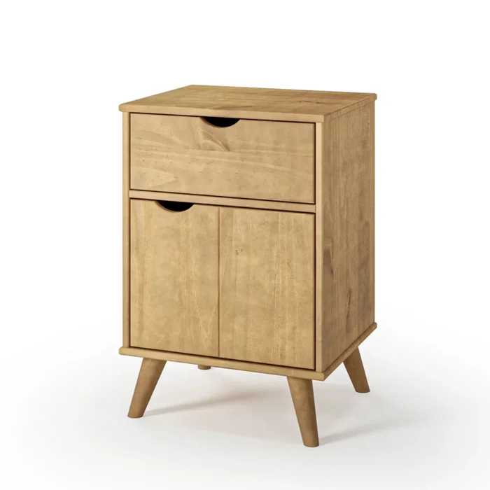 Mesa de luz 1 Cajón 1 Puerta - Linea Berlín - Marrón en Madera natural - Mesas de luz, Uruguay | Ecowood, vista 2