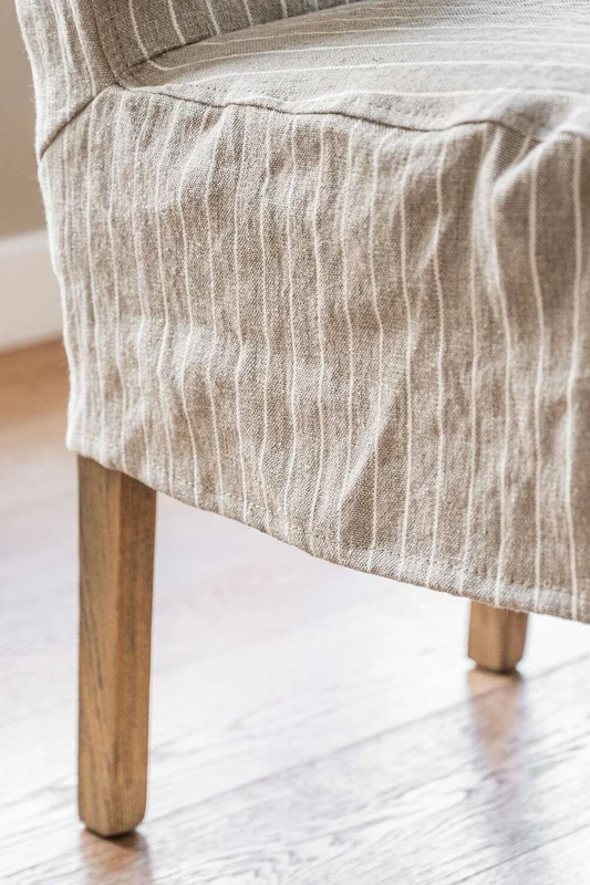 FUNDA SILLA AÑO 50 - LINO ALTO GRAMAJE RAYADO BEIGE en Multicolor - Sillas, Uruguay | La Iberica, vista 3