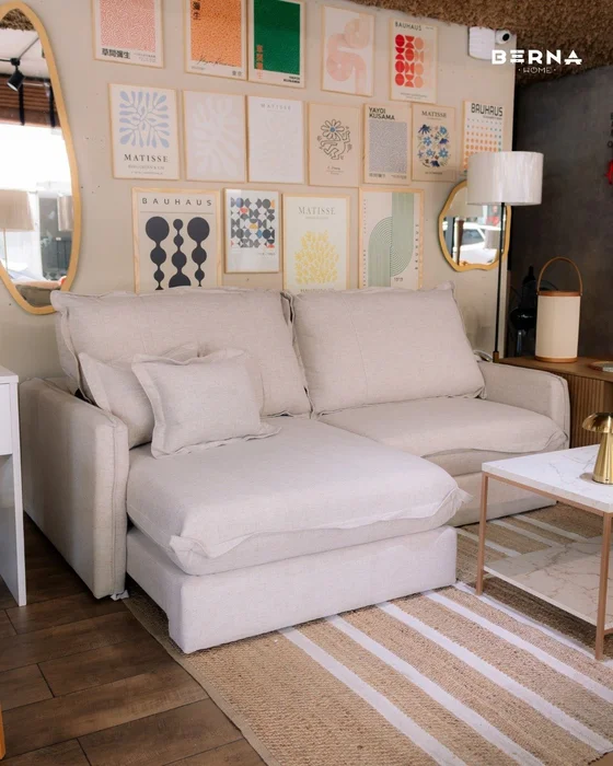 Sofá Ginebra 3 Cuerpos 220cm - Beige Lino en Madera natural - Sillones y sofás, Uruguay | Berna Home, vista 4
