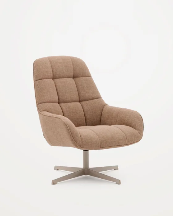 Butaca giratoria Jaspe beige y metal con - marrón claro y metal con acabado gris FSC 100% en Beige - Muebles, Uruguay | Kavehome