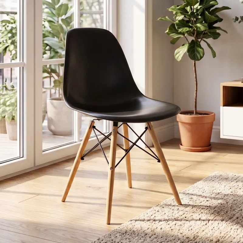 Silla Eames Para Comedor Living Patas De Madera - Negro en Negro - Sillas, Uruguay | Rústico Hogar