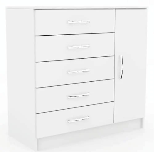Comodas Cajoneras 5 Puerta 1 Cajon Dormitorio Blanco 151 en Blanco - Cómodas, Uruguay | Lais Muebles
