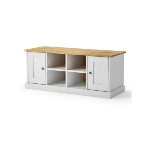 Rack de tv - 2 Puertas - 2 Estantes - Línea Colonial - Blanco en Blanco - Muebles para TV, Uruguay | Ecowood