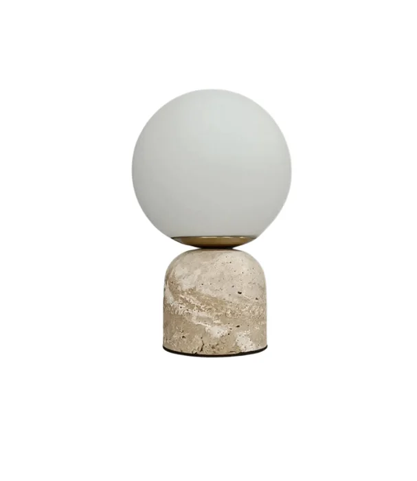 L. MESA ESFERA TRAVERTINO en Beige - Lámparas de mesa, Uruguay | Más Infinito Casa