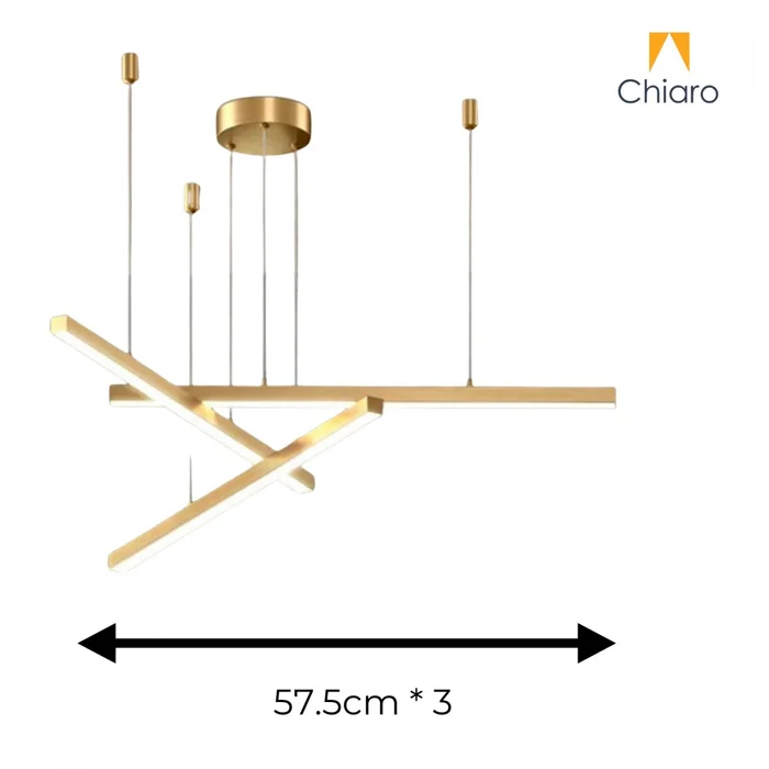 Colgante Led lineal 3 barras 30W Dimerizable - DORADA en Amarillo - Lámparas colgantes, Uruguay | Iluminica, vista 3