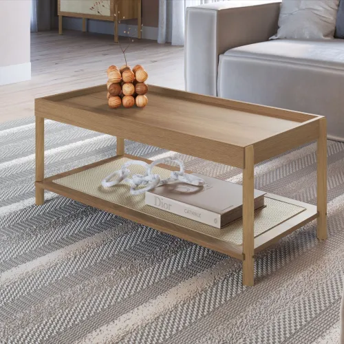 Mesa de Centro Oslo - Natural con tejido en Marrón - Mesas de living, Uruguay | NYR