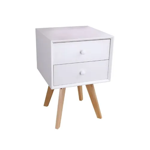 MESA DE LUZ 2 CAJON 40X40X60CM MADERA CON BLANCO en Blanco - Mesas de comedor, Uruguay | Decohogar