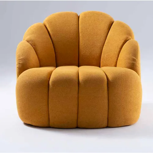 Poltrona Sunshine en Lino Aqua, Super boucle Creme, T36 - Boucle Gold - Butacas, banquetas y puffs, Uruguay | Casa Brava