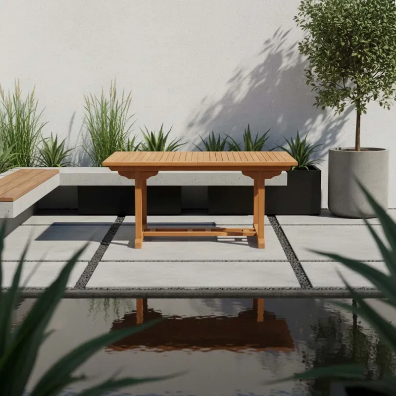 Mesa Madera Natural-beige Extensible Tribeca en Madera natural - Muebles para el exterior, Uruguay | Divino