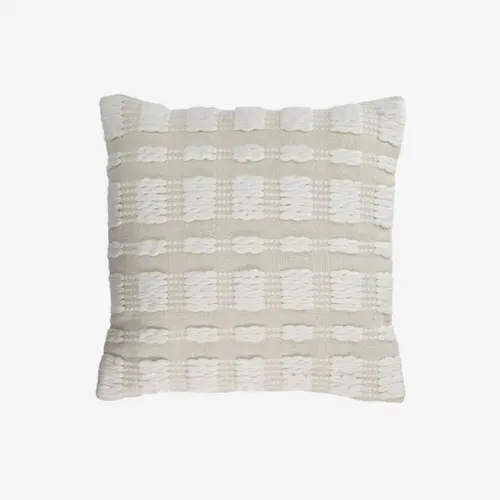 Almohadón Aima beige y blanco - 45 x 45 cm en Blanco - Textiles, Uruguay | Kavehome