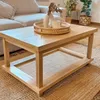 Mesa ratona con base de esterilla natural en Madera natural - Mesas de living, Uruguay | Decoramuss, vista 1 de 3