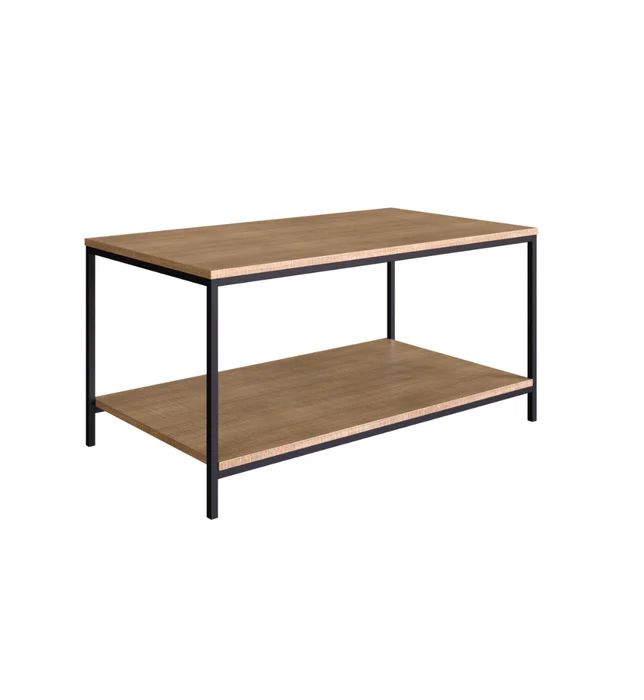 Mesa de Centro Ratona Rectangular Tapa Doble (Olmo y Hierro Negro) en Madera natural - Mesas de living, Uruguay | Berna home