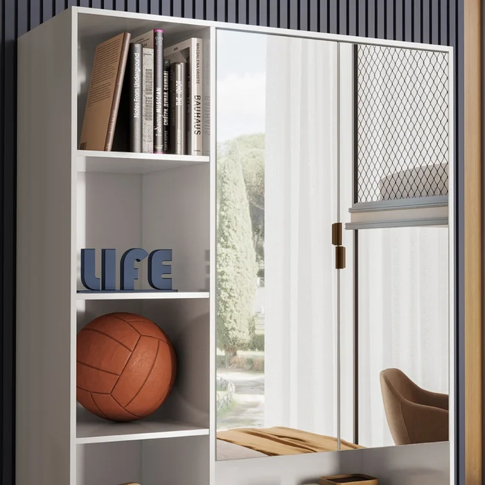 ARMARIO MULTIUSO 2PUERTAS 2C CON ESPEJO JOY - BLANCO 21240/0 - Roperos y placares, Uruguay | Rosas Hermanos, vista 2