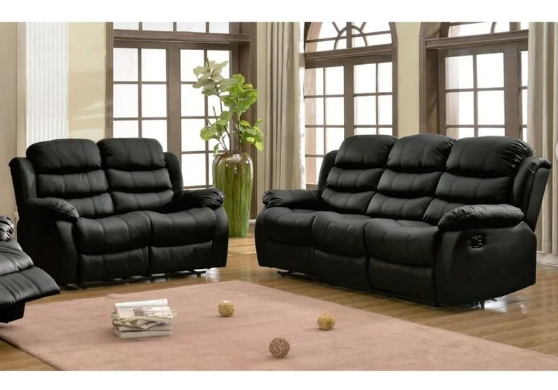 Juego De Living Reclinable 3+2 En Pu Comedor Negro Beverly en NegroMaterial - Muebles, Uruguay | Soy Hogar, vista 6