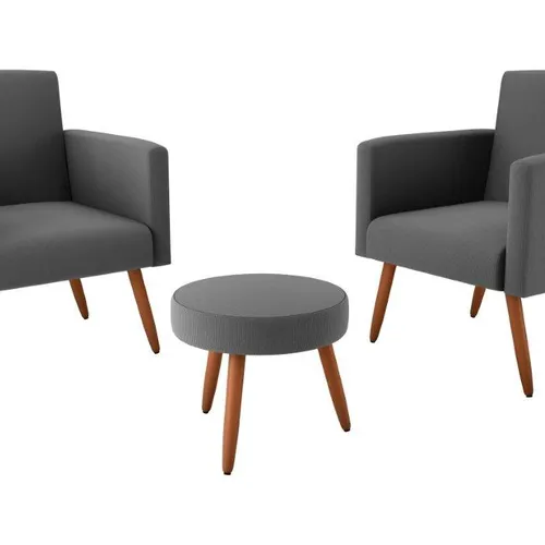 Conjunto Dallas 2 Poltronas + 1 Puff en Gris - Sillones y sofás, Uruguay | Igoa