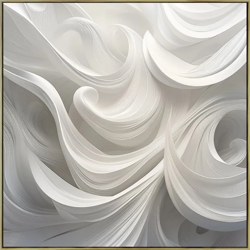 CUADRO CANVAS ABSTRACTO ONDAS BLANCAS MARCO MADERA en Blanco - Decoración de pared, Uruguay | Champagne Home