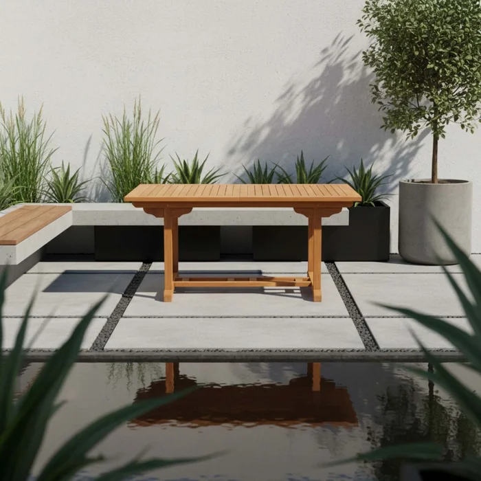 Mesa Madera Natural-beige Extensible Tribeca en Madera natural - Muebles para el exterior, Uruguay | Divino