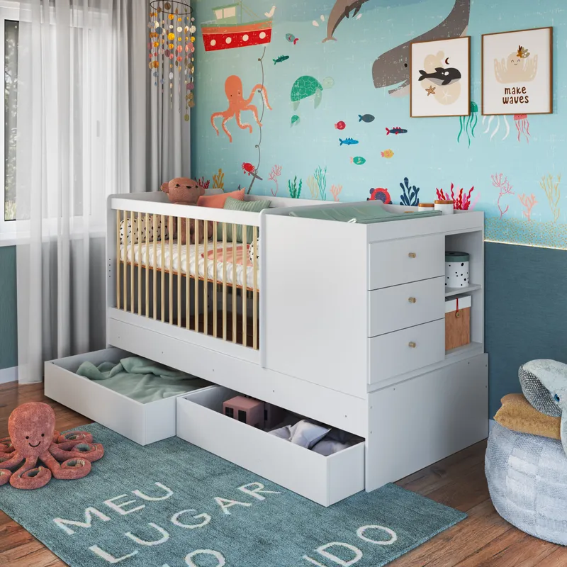Cuna Sofia – Transformable con Cajones - Dormitorio, Uruguay | RM Muebles y Deco