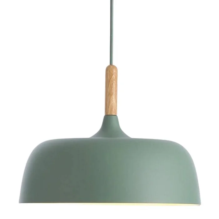 Campana de aluminio y terminación con madera - Verde menta en Verde - Lámparas colgantes, Uruguay | Iluminica, vista 2