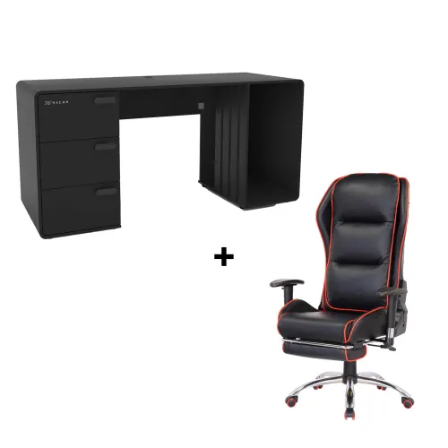 Silla Confort + Escritorio Gamer Station Xt en NEG/ROJO|NEGRO - Escritorios y sillas de escritorio, Uruguay | Divino
