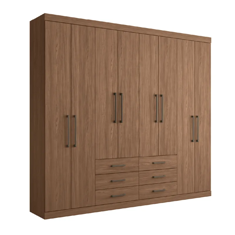 Ropero Placard 8 Puertas 6 Cajones Dormitorio Master Jatoba en Jatobá - Roperos y placares, Uruguay | Muebles Express