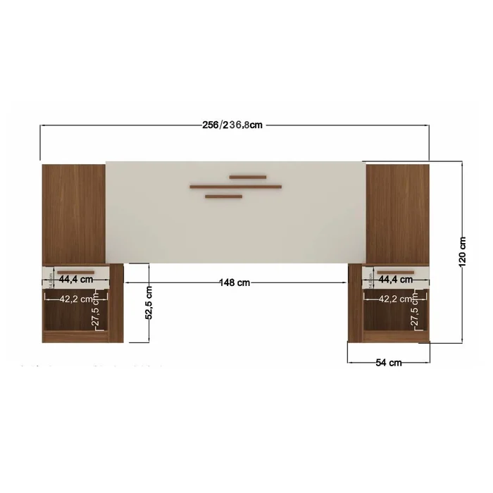 Respaldo Dormitorio 2 Plazas Queen Mesas De Luz 1 Cajon en JATOBA GRAFITO - Respaldos de cama, Uruguay | Soy Hogar, vista 2