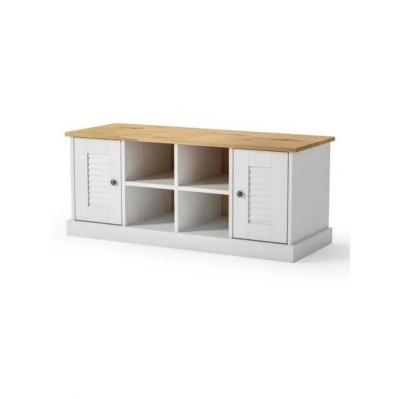 Rack de tv - 2 Puertas - 2 Estantes - Línea Oslo - Blanco en Blanco - Muebles para TV, Uruguay | Ecowood