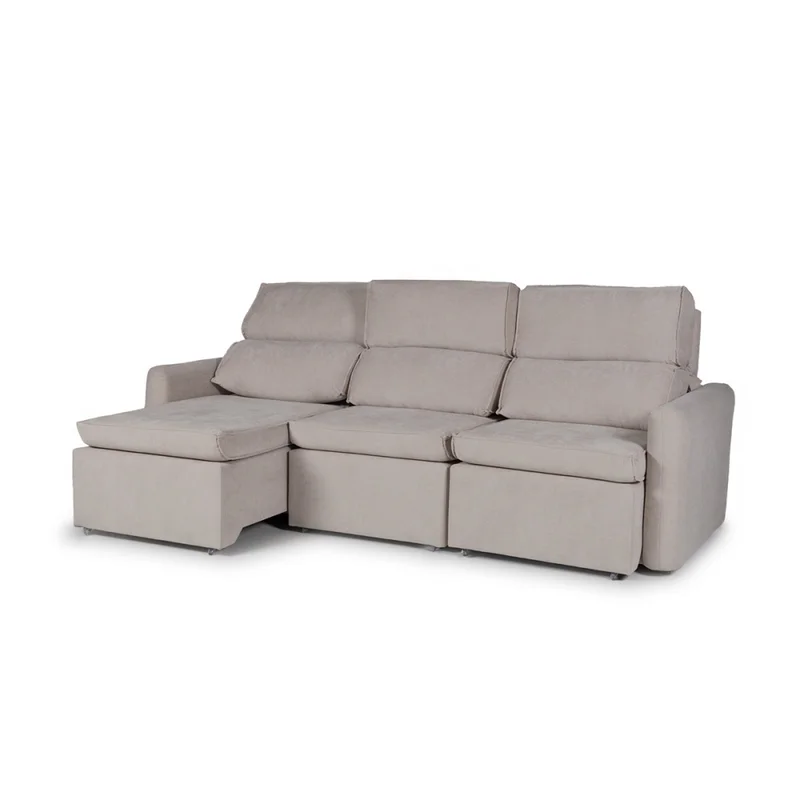 Sofá Santiago (Rebatible) - Tela Microfibra - 3 cuerpos - TC 1010 (Beige) en Gris - Sillones y sofás, Uruguay | NYR, vista 3