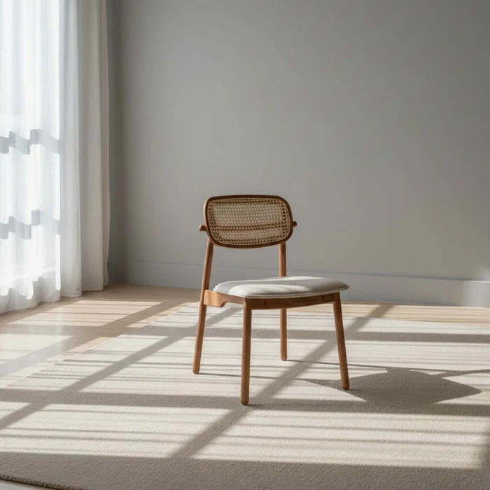 Silla De Comedor Rattan-y-madera Natural-beige Danielle en Madera natural - Sillas, Uruguay | Divino