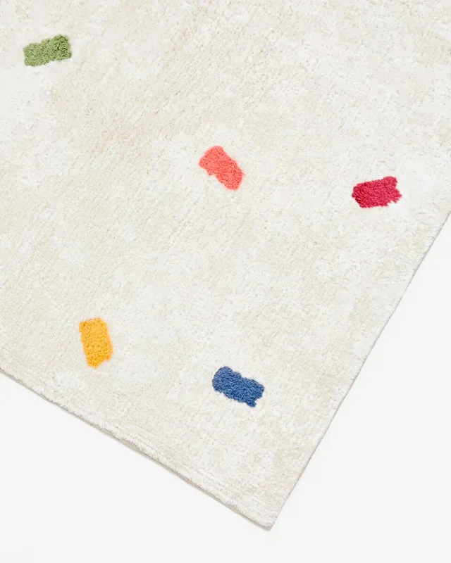 Alfombra Epifania 100% algodón blanco con puntos multicolor - 90 x 150 cm en Blanco - Alfombras, Uruguay | Kavehome, vista 4