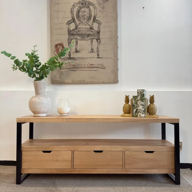 Rack Con Hierro en Madera natural - Muebles para TV, Uruguay | Marvic