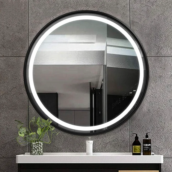 Espejo con luz led marco Aluminio 60cm en Madera natural - Espejos, Uruguay | Alta Gracia Deco, vista 5