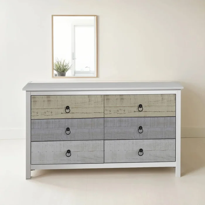 Comoda 6 cajones Linea Flora - Blanco en Blanco - Cómodas, Uruguay | Nario Hogar, vista 2
