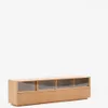 Mueble TV Helvine 4 puertas y 2 cajones chapa de roble y cristal templado 200x54cm FSC 100% en Marrón - Muebles para TV, Uruguay | Kavehome, vista 1 de 9