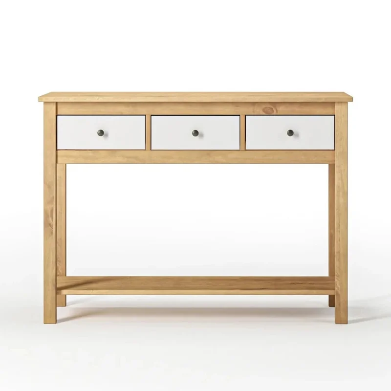 Mesa De Arrime Aparador 3 Cajónes - Línea Maden - Blanco en Blanco - Mesas de arrimo, Uruguay | Ecowood, vista 4