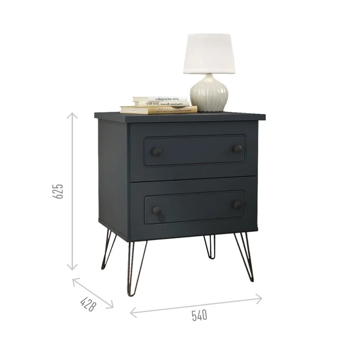 Mesa de luz Americana Plus - 2 Cajones - Gris en Gris - Mesas de luz, Uruguay | Rústico Hogar, vista 3