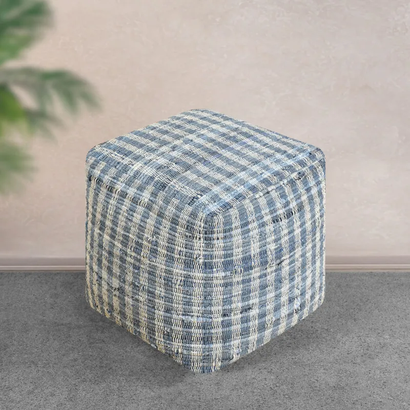 Pouf Kameel Azul Algodón Denim en Azul - Textiles, Uruguay | Divino