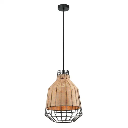 Colgante rattan color natural y reja negra 40cm en Multicolor - Lámparas colgantes, Uruguay | Iluminica