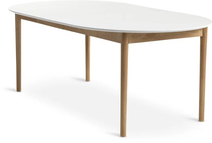 Mesa de comedor MARSTRAND Ø110/110x200 bl en Blanco/natural - Mesas de comedor, Uruguay | JYSK