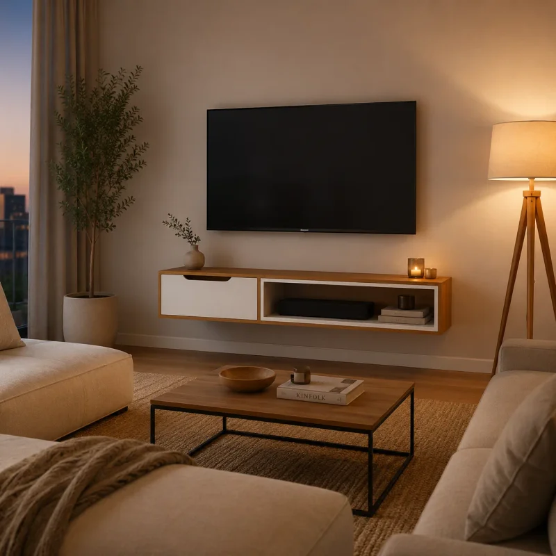 Rack Tucuma Flotante en Madera natural - Muebles para TV, Uruguay | Deluxe Home, vista 3