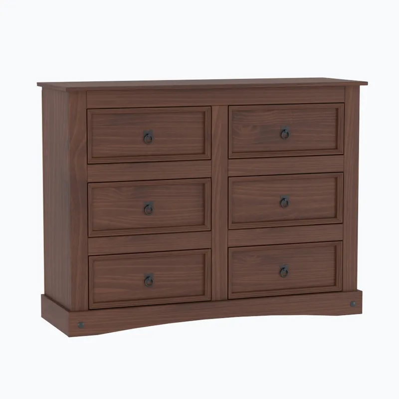 Comoda Aparador Linea Mexicana 6 Cajones Madera Nogal E1519 en Marrón - Cómodas, Uruguay | Soy Hogar