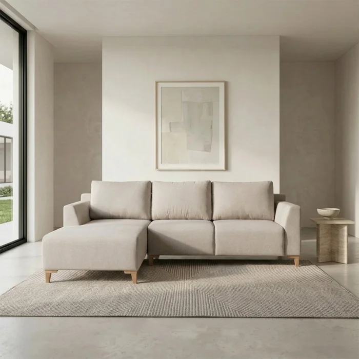 Rinconera Gino - Tela Microfibra - Chaise izquierdo - TC 1010 (Beige) en Beige, Uruguay | NYR, vista 2