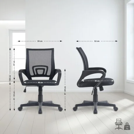 Silla de oficina AeroMesh en Negro - Sillas de escritorio, Uruguay | La Cueva Muebles, vista 12
