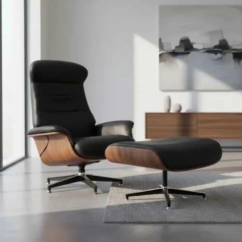 POLTRONA RECLINABLE PAIGE- 100% CUERO - NEGRO - PRODUCTO CON DETALLES - en Negro - Butacas, banquetas y puffs, Uruguay | Champagne Home