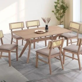 Juego De Comedor 6 Sillas Mesa Rectangular Madera Maciza en Marrón - Mesas de comedor, Uruguay | Soy Hogar, vista 2