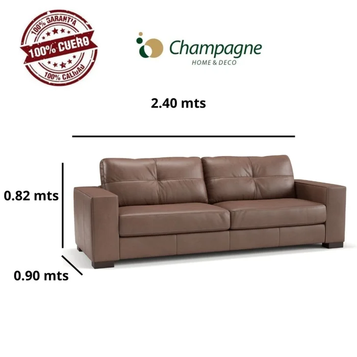 SOFA 100% CUERO - MODELO DOMINI - 4 CUERPOS - NEGRO en Negro - Sillones y sofás, Uruguay | Champagne Home, vista 2