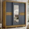 Ropero 3 Puertas Corredizas 2 Cajones Con Espejo Mdp en FREIJO / GRIS - Cómodas, Uruguay | Soy Hogar, vista 5 de 8