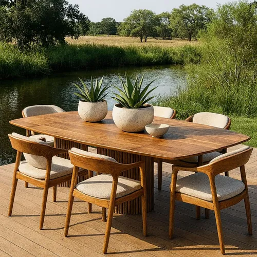 MESA DE EXTERIOR MARSELLE MARRÓN en Marrón - Mesas de comedor, Uruguay | Viasono