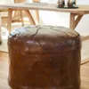 PUFF / OTOMANO REDONDO - CUERO ITALIANO ENVEJECIDO en Marrón - Butacas, banquetas y puffs, Uruguay | La Iberica, vista 7 de 16